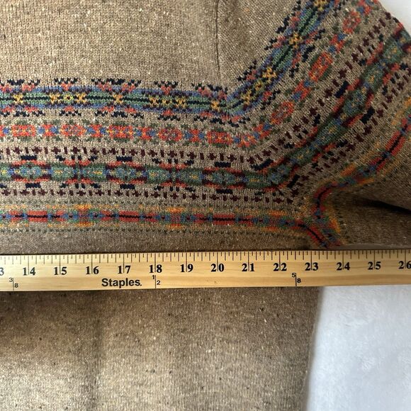 J Crew Nordic Fair Isle Crewneck Sweater Men's XL Merino/Lambswool Blend Brown - Picture 7 of 9